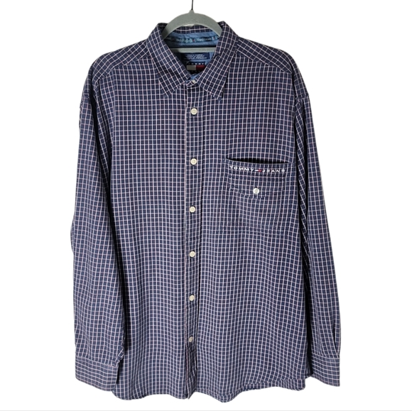 Tommy Hilfiger Other - Tommy Jeans men button down blue red white plaid shirt size large